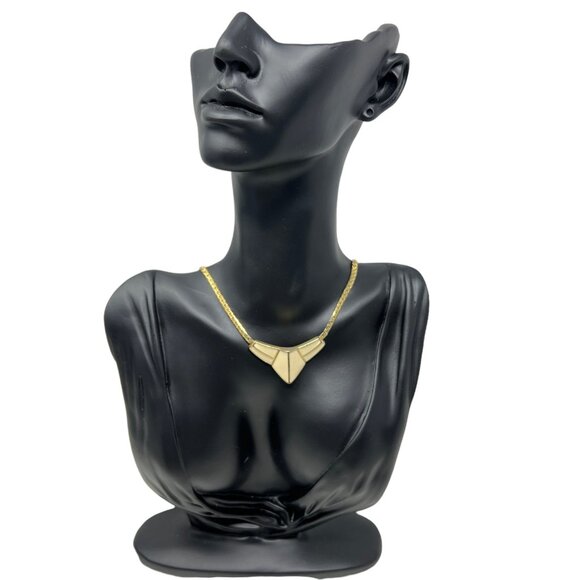 Trifari Women Bib Choker Necklace‎ Retro Statement Beige Enamel Serpentine Chain - Picture 1 of 5